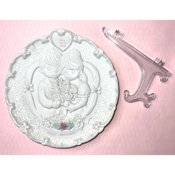 Precious Moments Anniversary Plate Easel Stand 6.5" Porcelain Collectible - Picture 4 of 7